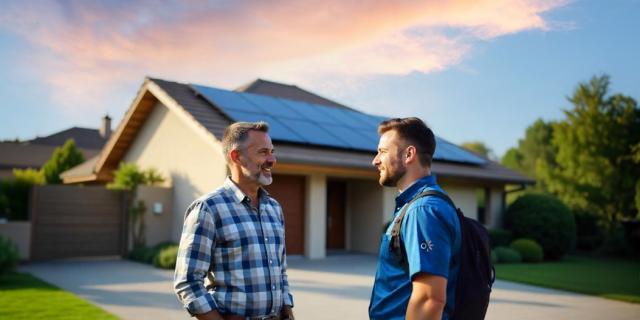 Solaranlagen Otovo x Arval Photovoltaik Anlage Männer vor Garage
